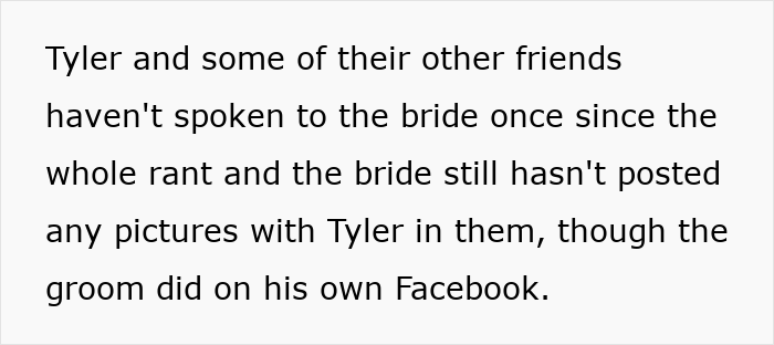 A social media post explaining the bride and groom's future after her messed up request regarding photos.