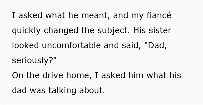 Screenshot of text where a woman questions her fianc&eacute;s backup plan, leading her to rethink her engagement.
