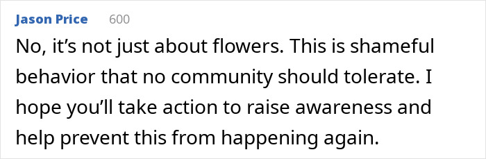 Screenshot of Jason Price's comment on entitled neighbor behavior caught redhanded on camera.