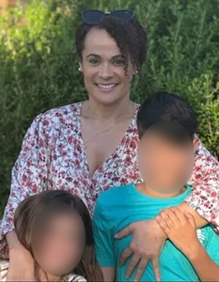 A happy mother with her children, a family photo before the marshmallow accident.