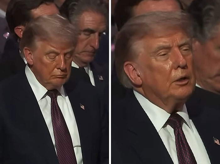 Donald Trump appears to fall asleep at Lindsey Graham's funeral.