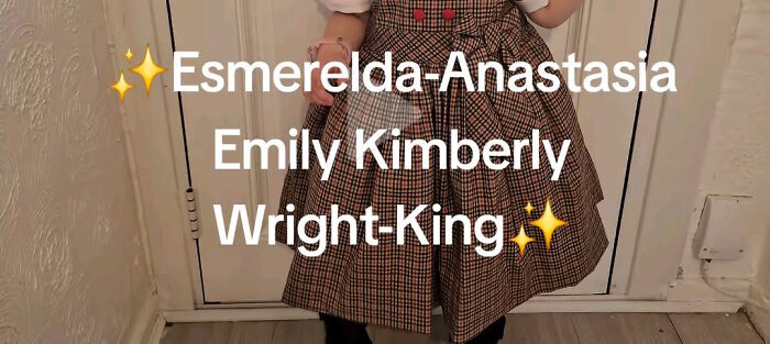 A screenshot with the unusual name Esmerelda-Anastasia Emily Kimberly Wright-King.