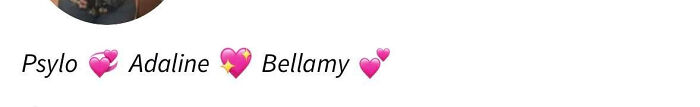 A social media post showing the unusual names Psylo, Adaline, and Bellamy.