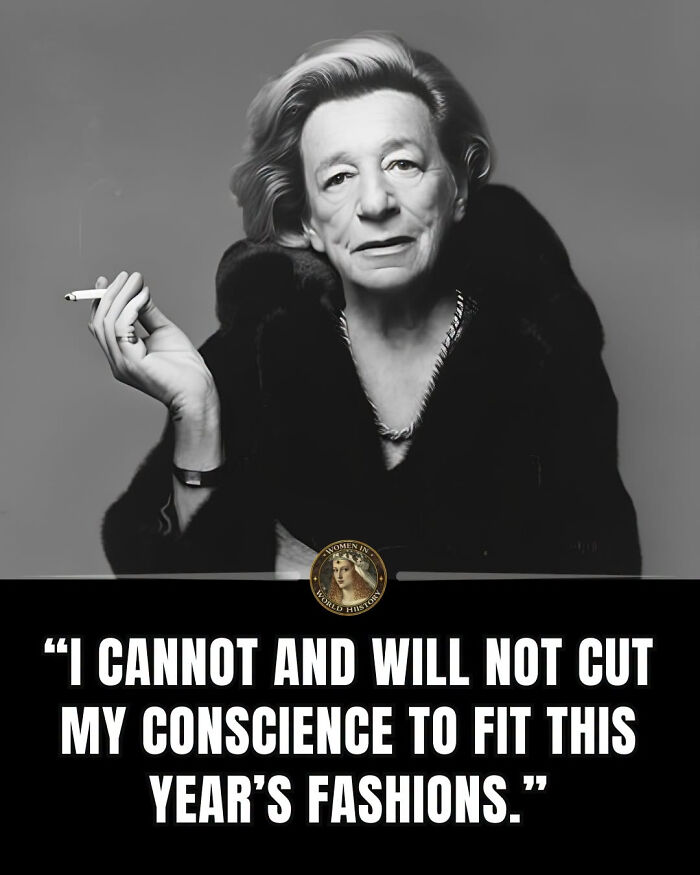 Black and white portrait of a woman in a fur coat smoking, representing overlooked women in history.