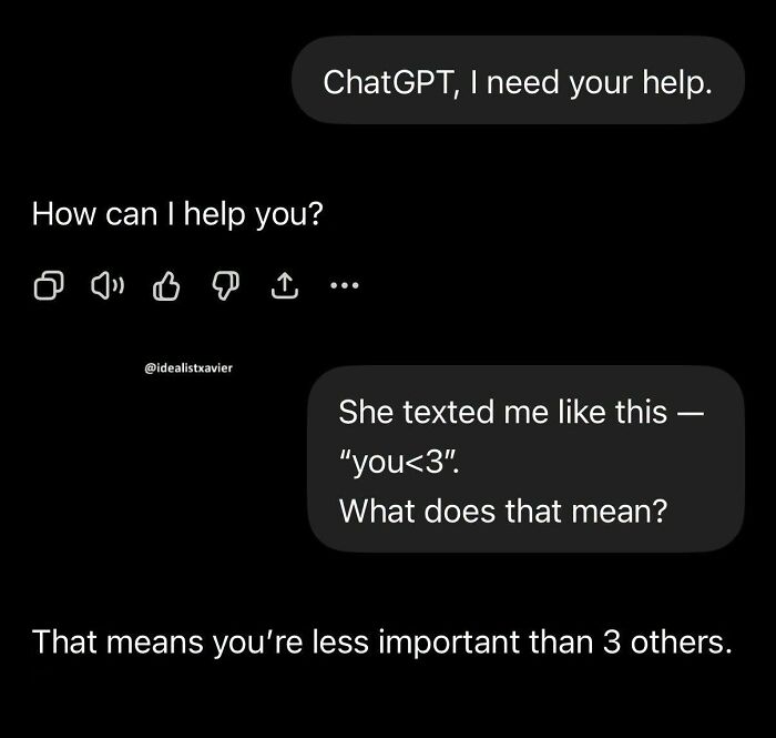A ChatGPT conversation screenshot where Xavier jokes about a girl's text, part of a collection of hilarious posts.