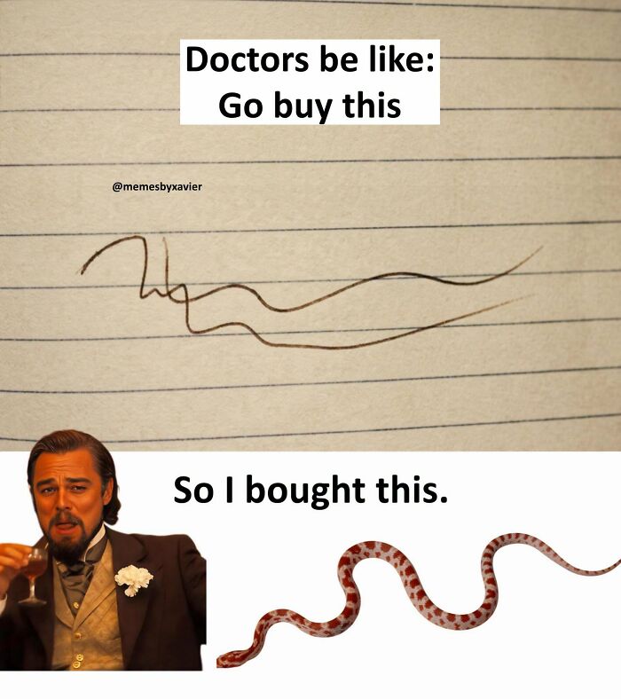 A meme with Leonardo DiCaprio reacting to a doctor's prescription, a hilarious post by Xavier.