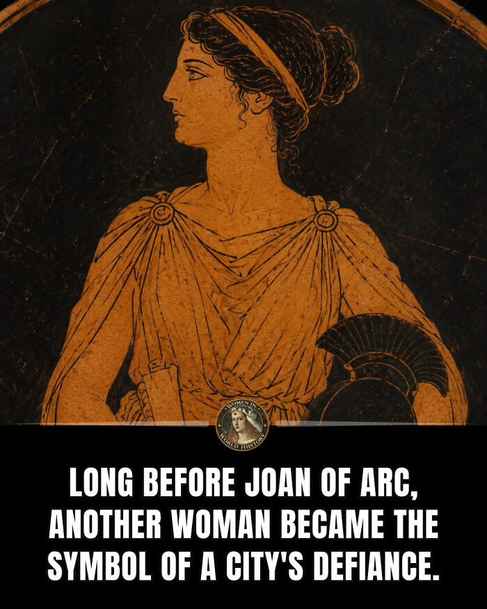 An ancient Greek amphora depicting a woman in profile, representing an overlooked woman in history.