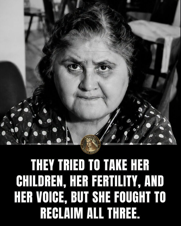 An overlooked woman in history, Lola Mercedes Parker, gazes intently. Text describes her fight for family and voice.