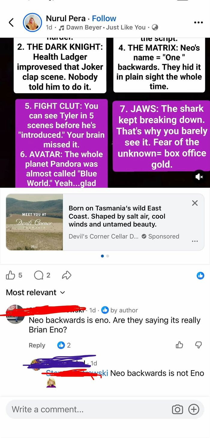 A social media post with several movie facts, some of which are being corrected online by users.