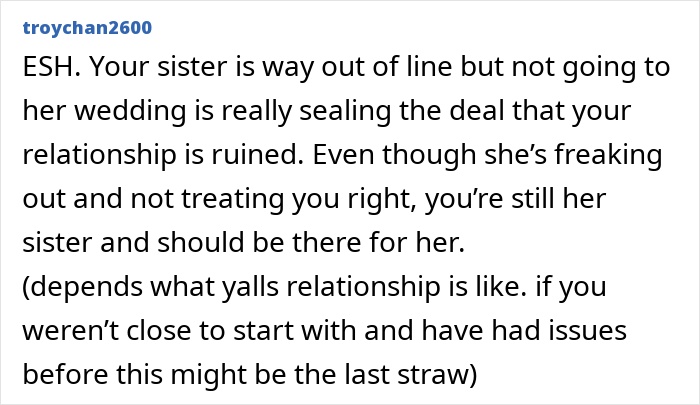 Bride Makes Sister Prove She Never Had Feelings For The Groom If She Wants To Attend Her Wedding Bride Makes Sister Prove She Never Had Feelings For The Groom If She Wants To Attend Her Wedding