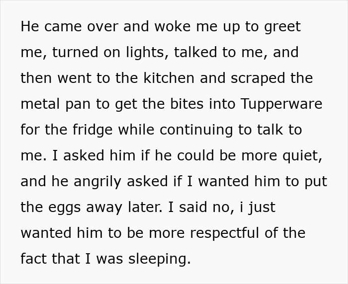 A true crime story waiting to happen: Text about a boyfriend angrily scraping a pan.