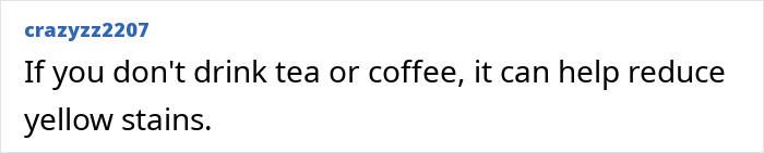 A comment about avoiding tea/coffee to reduce yellow stains and achieve a white smile, related to an African twig. A comment about avoiding tea/coffee to reduce yellow stains and achieve a white smile, related to an African twig.