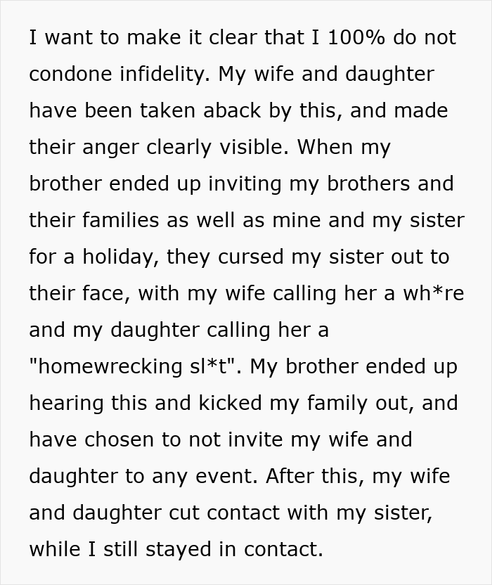 Screenshot of an online post describing the daughter's use of harsh words towards her aunt, impacting her college fund. Screenshot of an online post describing the daughter's use of harsh words towards her aunt, impacting her college fund.