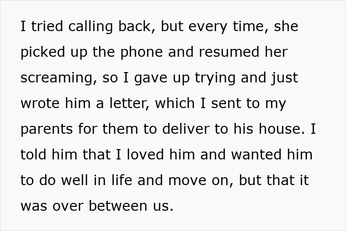 Future mother-in-law calls woman defective, screaming, and a letter is sent to end the relationship.