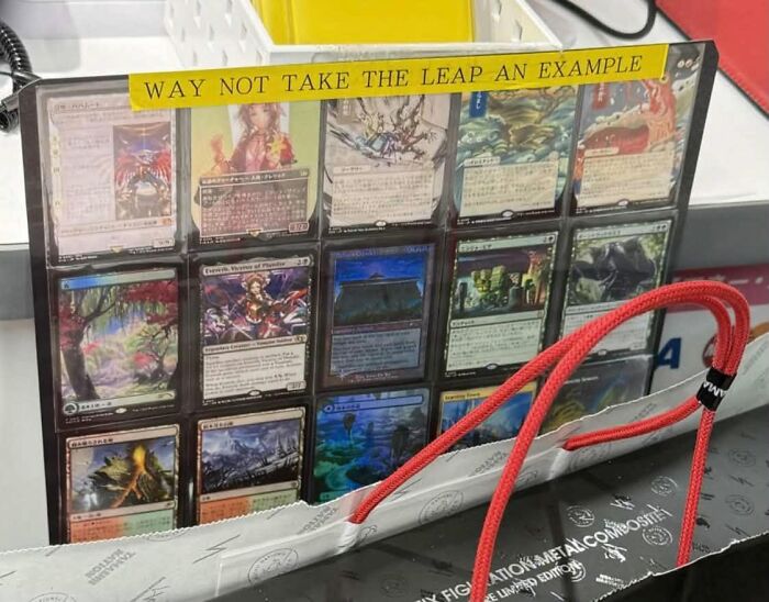 A display in Japan with a hilarious example of getting lost in translation on a yellow sticker.