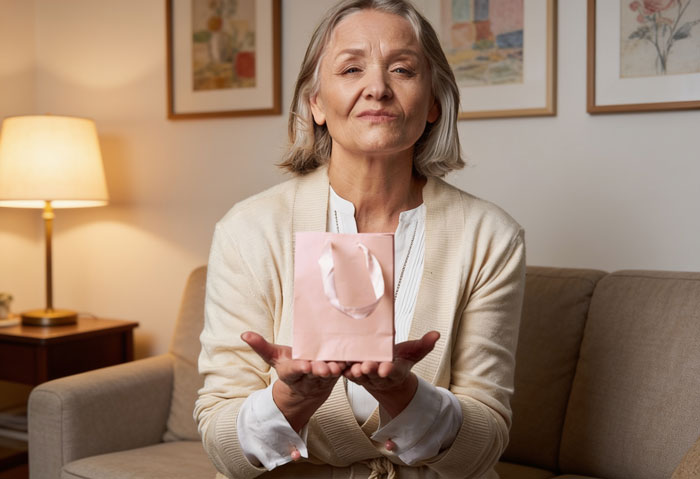 Family MIL offering essential oils in a gift bag after a Thanksgiving dinner with a wild turn. Family MIL offering essential oils in a gift bag after a Thanksgiving dinner with a wild turn.