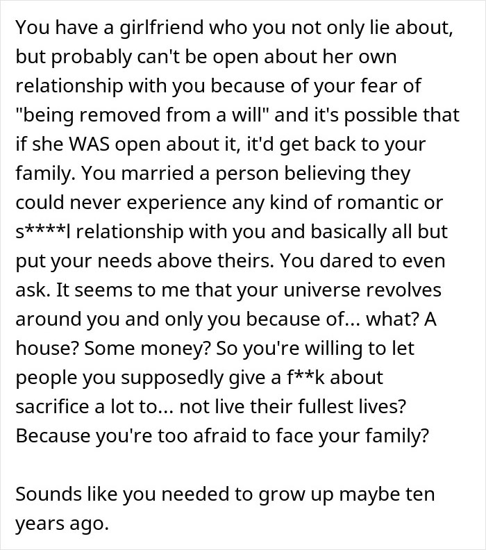 A Reddit comment addressing the emotional toll on a girlfriend when her partner hides her lesbian identity and a transitioning husband. A Reddit comment addressing the emotional toll on a girlfriend when her partner hides her lesbian identity and a transitioning husband.
