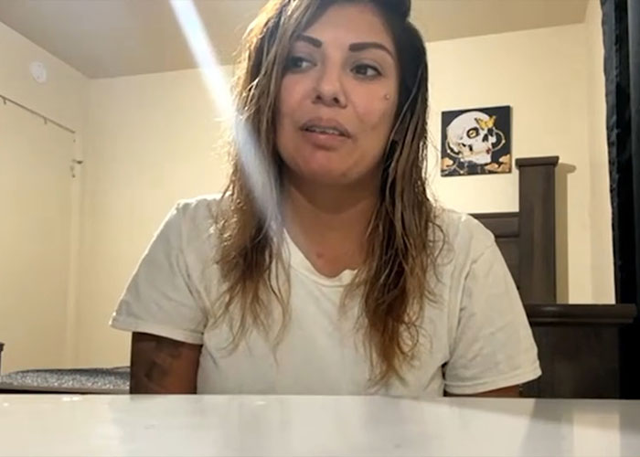 Woman in a white t-shirt, main keyword for this image is brutal attack.
