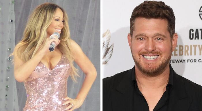 Mariah Carey and Michael Bublé, two popular artists, representing diverse music taste options for a quiz.