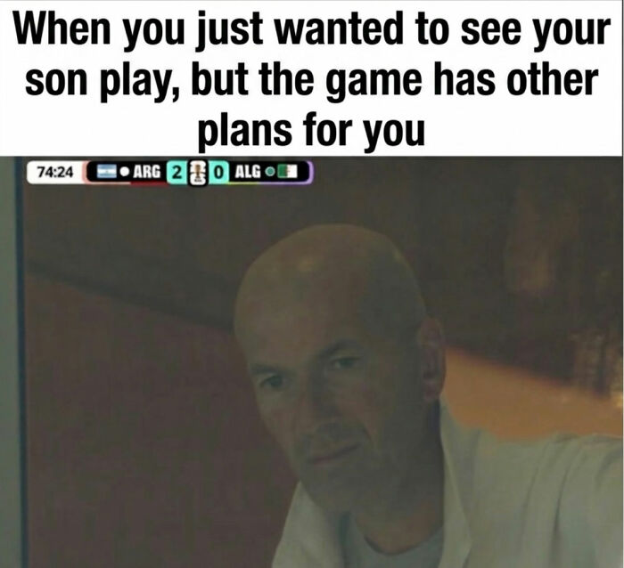Zidane looking displeased in a World Cup 2026 meme after his son's team lost. This meme captures the chaos from the World Cup.