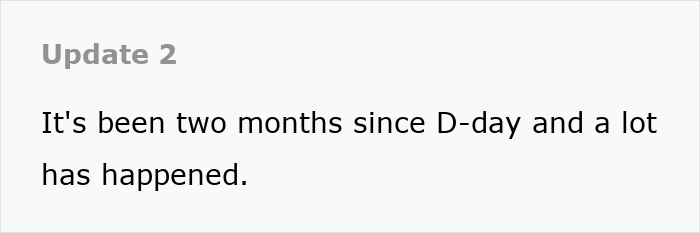 Update 2 text box detailing events after two months since the cheating D-day. Update 2 text box detailing events after two months since the cheating D-day.
