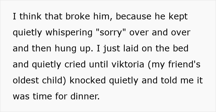 Screenshot of a story about a future mother-in-law's actions breaking a man, leading to him whispering sorry.