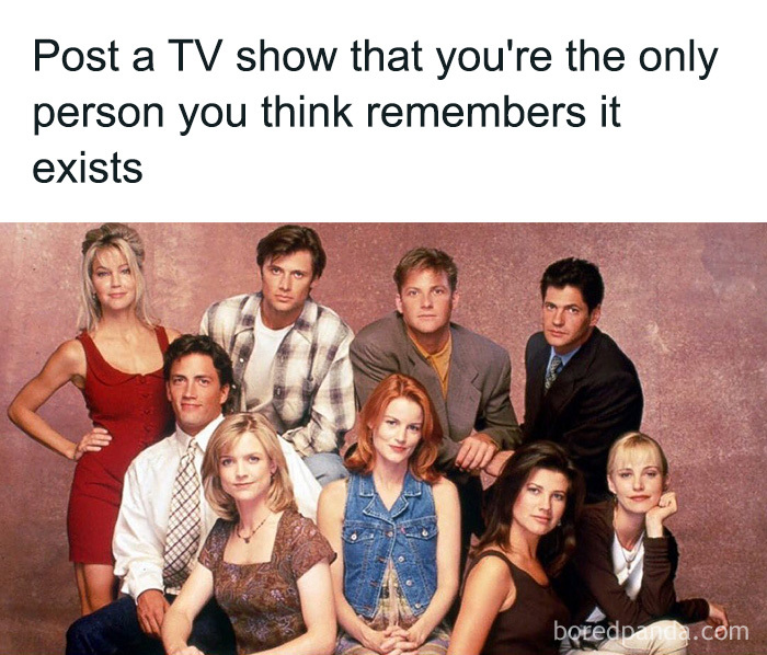 A group photo of the cast from a 90s TV show, a throwback meme for 90s kids.
