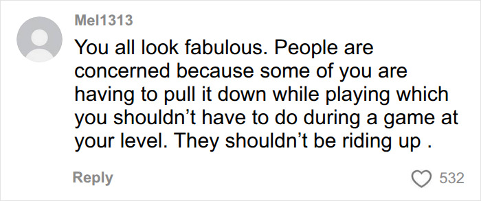 A social media comment discussing the wardrobe fail of the female Australian team at the Commonwealth Games.