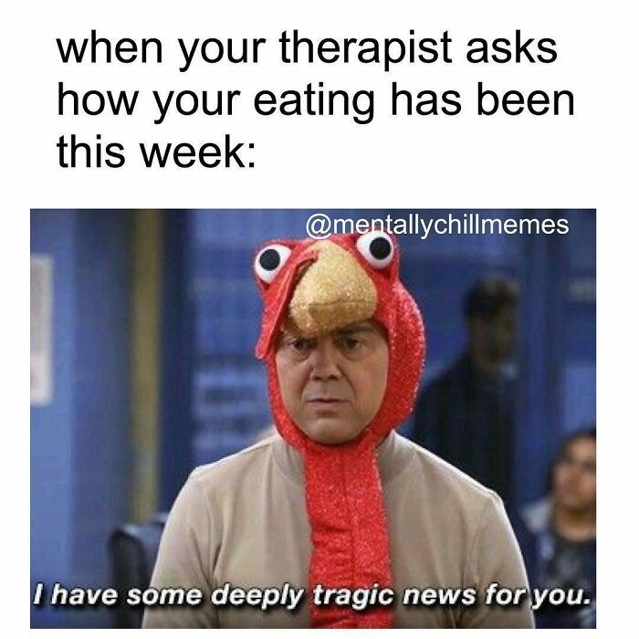 A meme for anyone mentally between Im Fine and Oh No, showing a person in a turkey costume with a humorous caption.