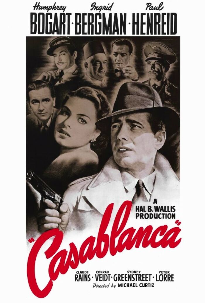 The vintage movie poster for Casablanca, a classic film and a fascinating thing you probably didn't know about the world.