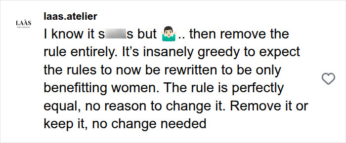 A social media comment from laas.atelier discussing the gender rule in the chess community, advocating for its removal or no change. A social media comment from laas.atelier discussing the gender rule in the chess community, advocating for its removal or no change.