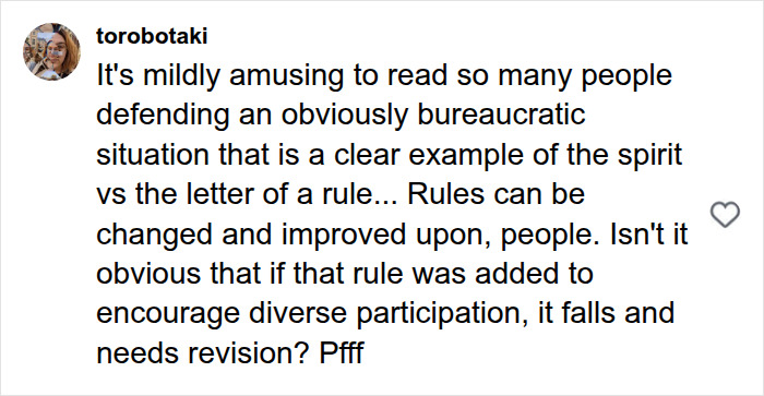 A social media post from torobotaki discusses a gender rule in the chess community backfiring on an all-female team. A social media post from torobotaki discusses a gender rule in the chess community backfiring on an all-female team.