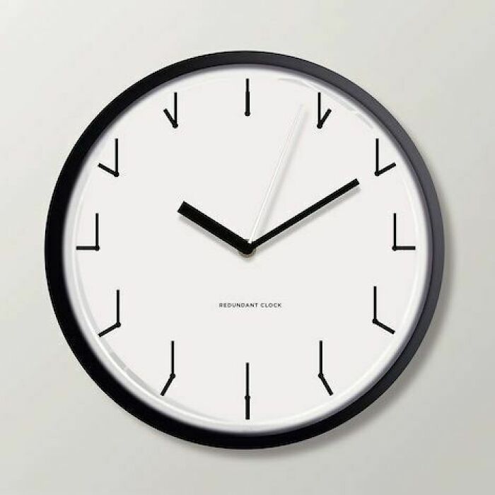 A brilliant design choice: a minimalist clock with only hour markers, surprising people with its simplicity.