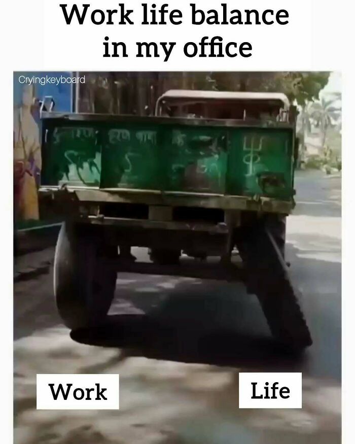 A meme of a lopsided cart, symbolizing relatable memes about having to work tomorrow.