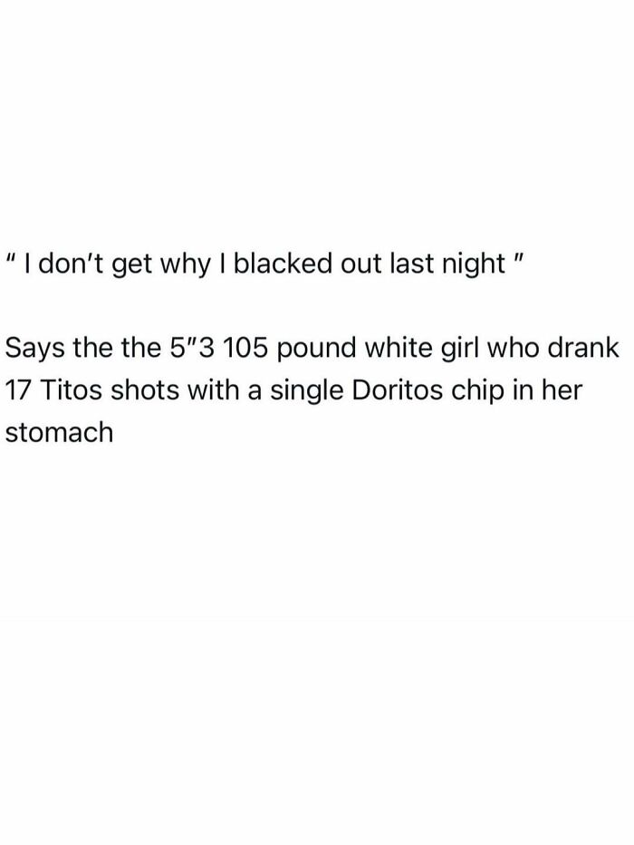 Funny post highlighting the reality of being an adult, with text about blacking out after too many shots.