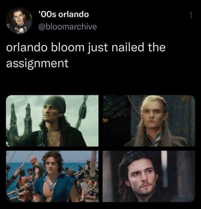 A compilation of Orlando Bloom's funniest pop culture posts, showcasing his various roles.