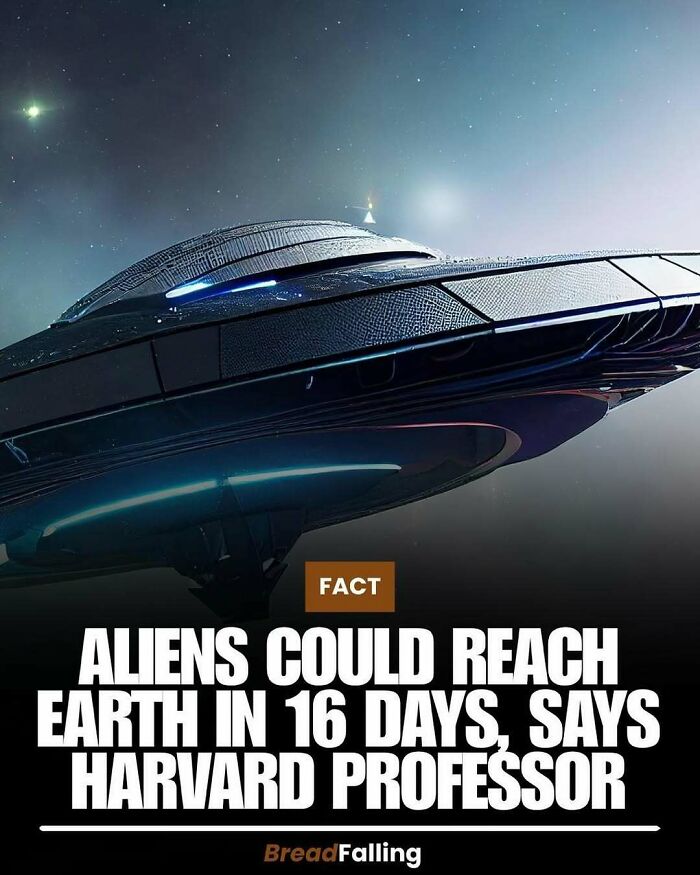 Interesting facts: A futuristic alien spacecraft against a starry background, illustrating facts about aliens.