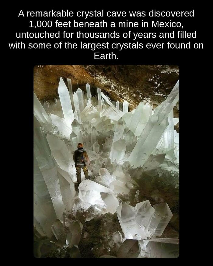 Unseen facts: A crystal cave with the largest crystals ever found, 1,000 feet beneath a Mexican mine.