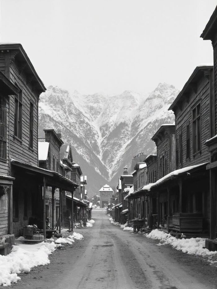 A snowy street in a historic town with a towering mountain, a fascinating fact changing how you see the world.