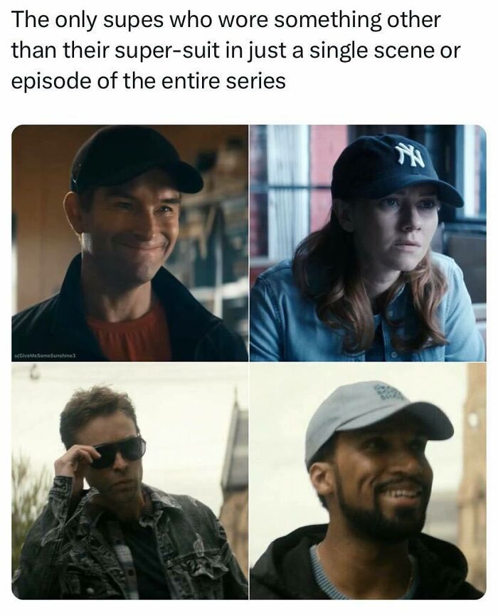 Characters from pop culture wearing hats instead of their superhero suits in one of the funniest posts.