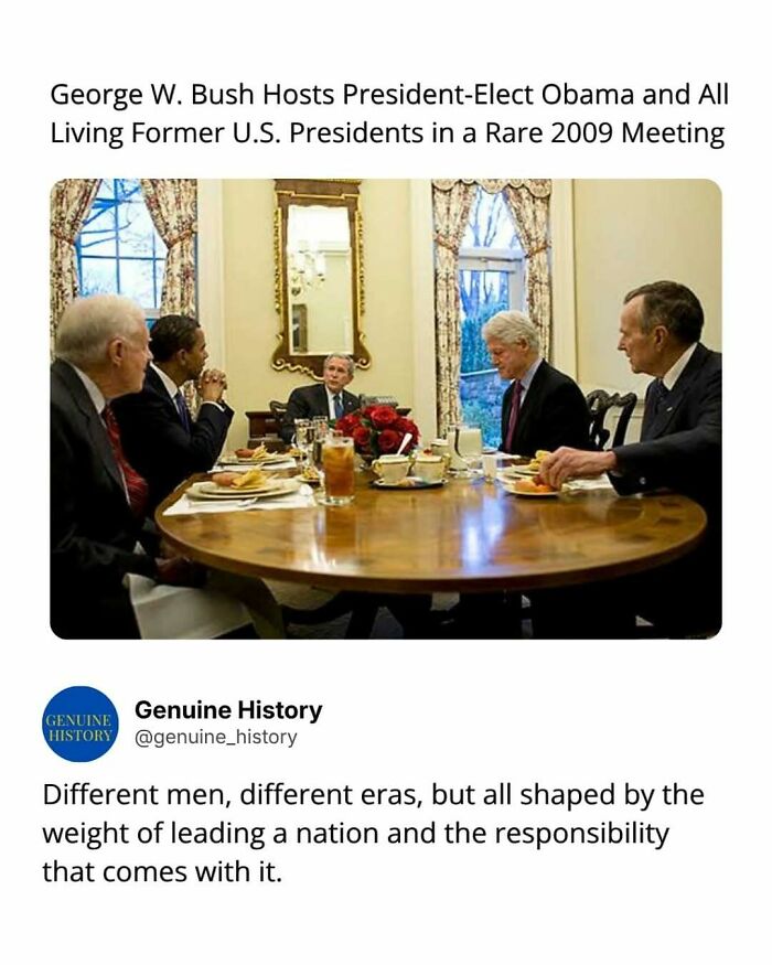 A historic meeting of US Presidents including George W. Bush and Barack Obama, a fascinating fact that might change how you see the world.