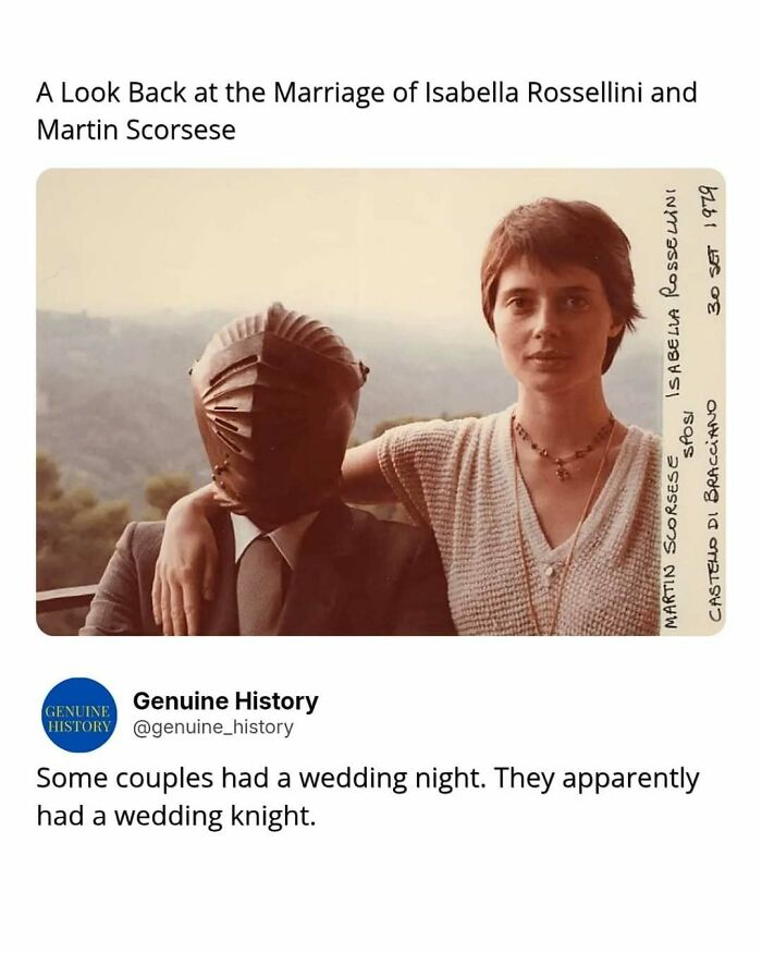 Isabella Rossellini and Martin Scorsese on their wedding day in 1979. Fascinating facts about celebrity marriages.