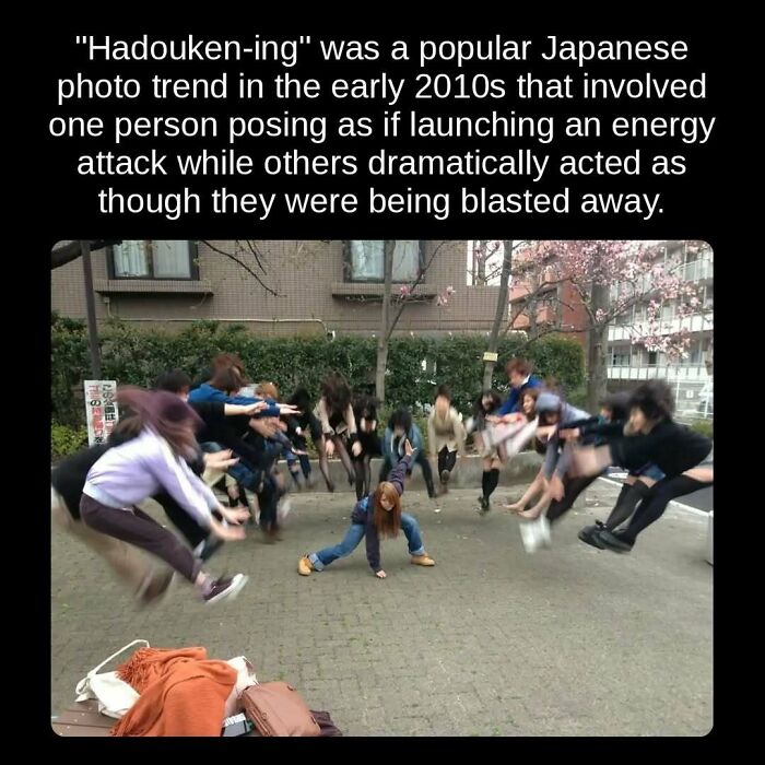 Unseen facts: Hadouken-ing, a Japanese photo trend, shows a person posing as if launching an energy attack, an unseen fact.