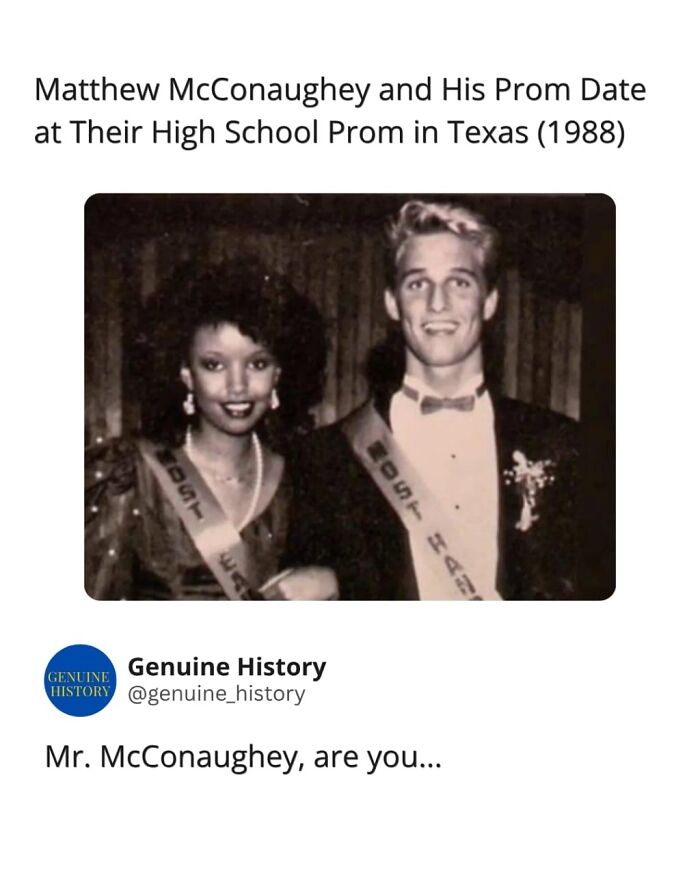 Fascinating facts: A young Matthew McConaughey at his high school prom in Texas, a glimpse into his past.