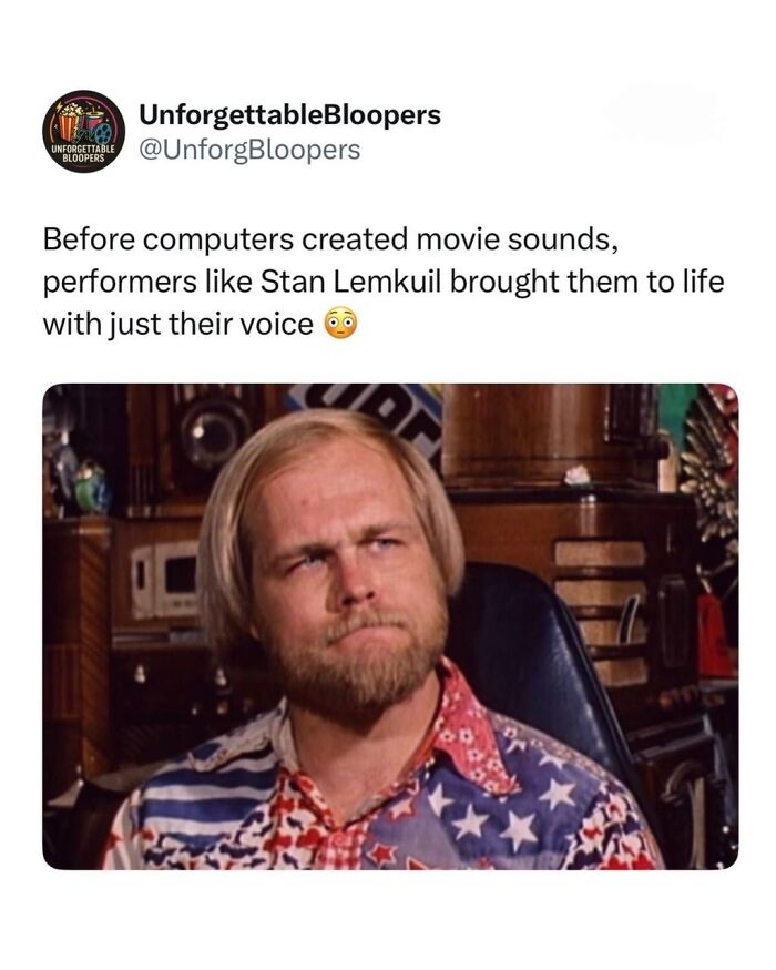 Stan Lemkuil making movie sounds with his voice, demonstrating interesting media posts and sound design.