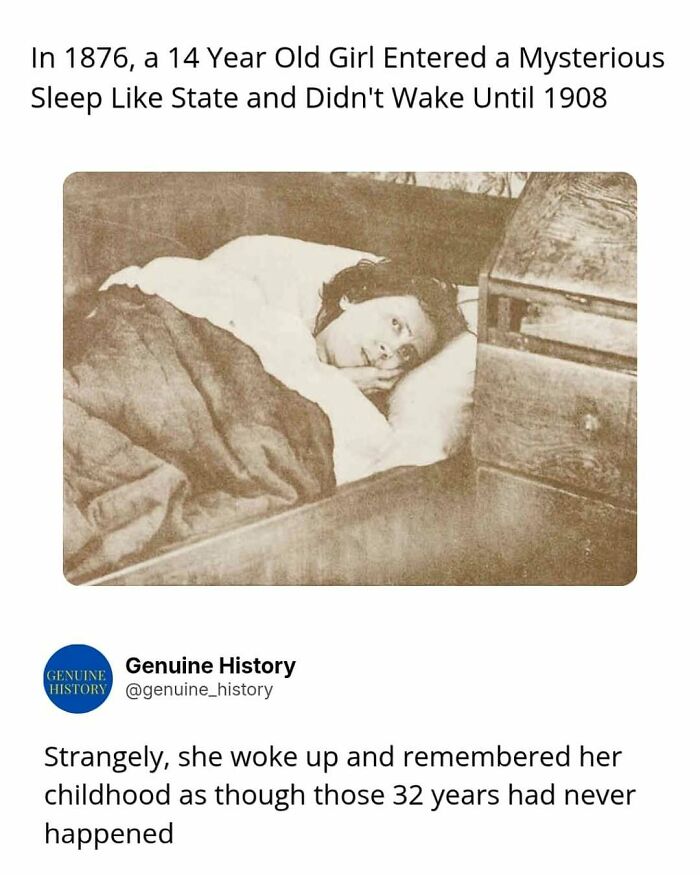 A 14-year-old girl, Ellen Sadler, in a sleep-like state from 1876 to 1908. Fascinating facts about mysterious medical conditions.