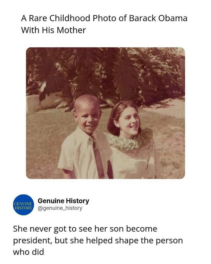 A rare childhood photo of Barack Obama with his mother. Fascinating facts about historical figures early lives.