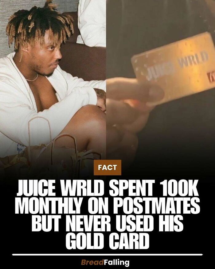 An interesting fact about Juice Wrld spending 100k monthly on Postmates but never using his gold card.