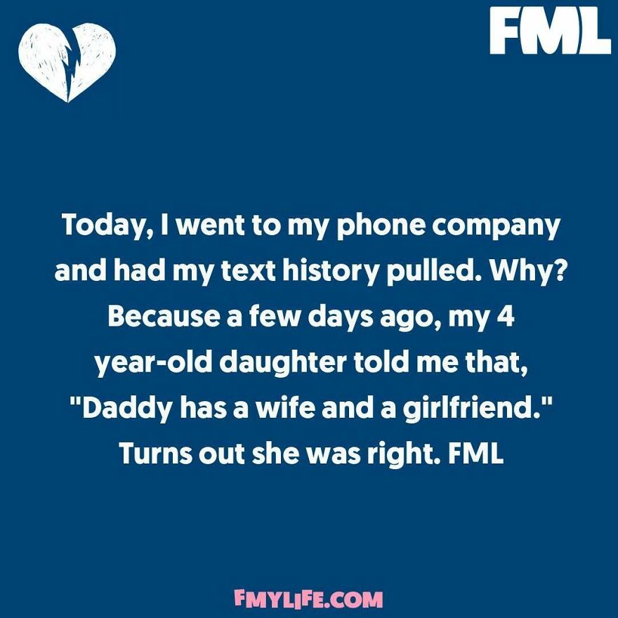 A funny anonymous confession about a daughter revealing her father's secret, exposed by text history.