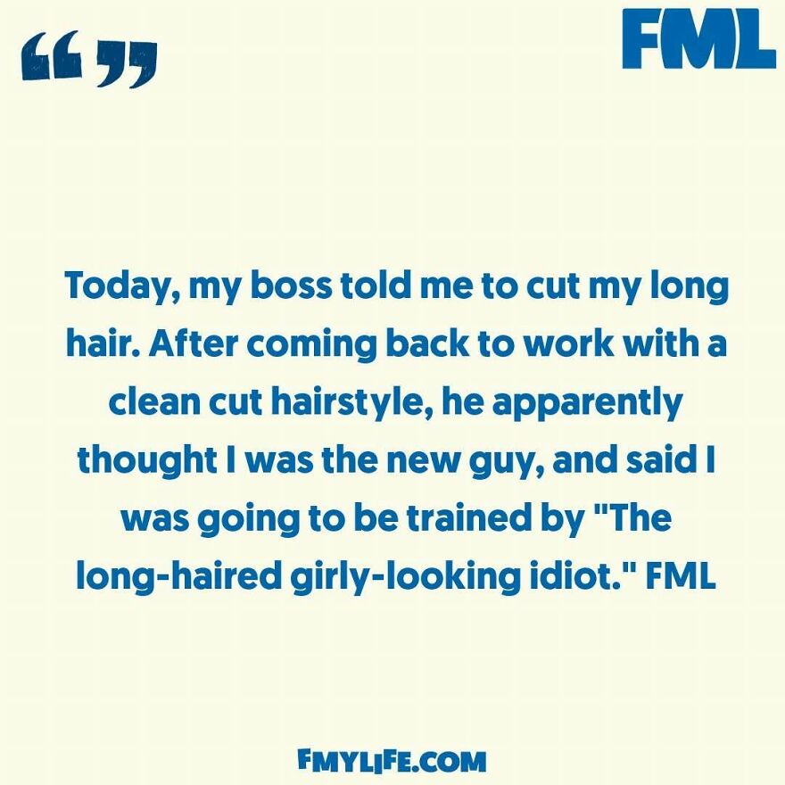 A ridiculous confession about a boss not recognizing an employee after a haircut.